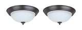 # 63018-22 LED Flush Mount Ceiling Light Fixture, Transitional Design in Bronze Finish, Frosted Glass Diffuser, 13" Diameter, 2 Pack