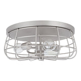 # 63020-11 Three-Light Flush Mount Ceiling Light Fixture, Transitional Design in Brushed Nickel Finish, Wire Shade, 15-3/4" Diameter
