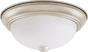 # 63022-1, 1-Light Flush Mount in Brushed Nickel Finish w/ White Alabaster Glass, 11-1/2" Diameter, E26 Socket/100 Watts, 1 Pack