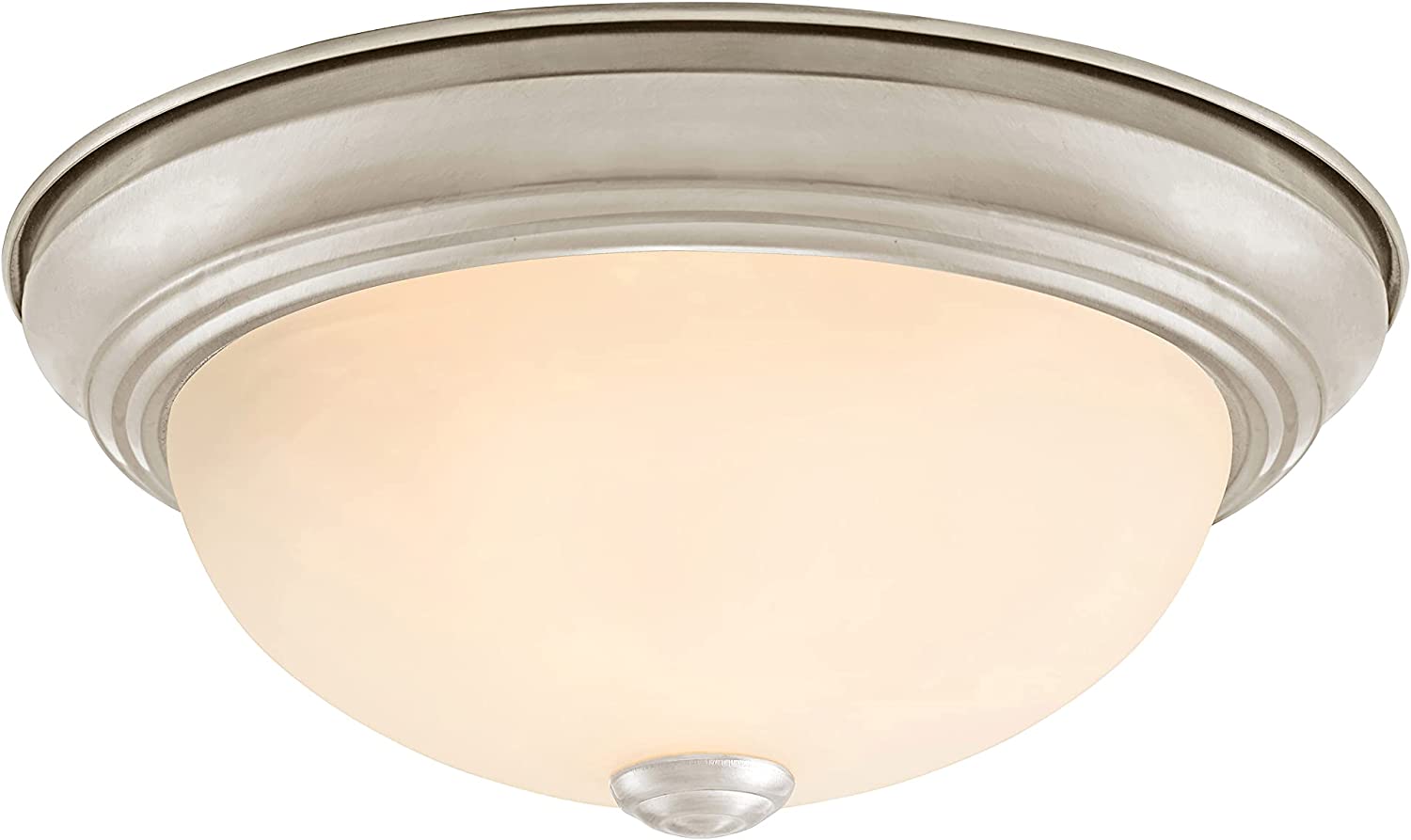 63022-1, 1-Light Flush Mount in Brushed Nickel Finish w/ White