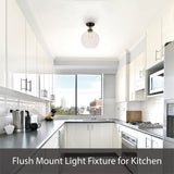 # 63502-1 3 Light Semi Flush Mount Ceiling Light Fixture, Transitional Design in Brushed Nickel Finish, Patterned Glass Shade, 13" Diameter