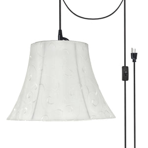 # 70098-21 One-Light Plug-In Swag Pendant Light Conversion Kit with Transitional Bell Fabric Lamp Shade, Beige, 13" width