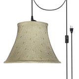 # 70100-21 One-Light Plug-In Swag Pendant Light Conversion Kit with Transitional Bell Fabric Lamp Shade, Camel, 13" width