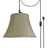 # 70214-21 One-Light Plug-In Swag Pendant Light Conversion Kit with Transitional Bell Fabric Lamp Shade, Light Beige, 13" width