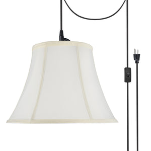 # 70216-21 One-Light Plug-In Swag Pendant Light Conversion Kit with Transitional Bell Fabric Lamp Shade, Off White, 13" width