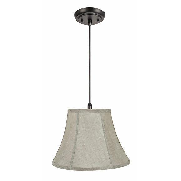 # 70218-11 One-Light Hanging Pendant Ceiling Light with Transitional Bell Fabric Lamp Shade, Silver-Grey, 13