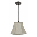 # 70218-11 One-Light Hanging Pendant Ceiling Light with Transitional Bell Fabric Lamp Shade, Silver-Grey, 13" width