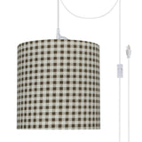 # 71057-21 One-Light Plug-In Swag Pendant Light Conversion Kit with Transitional Drum Fabric Lamp Shade, Brown, 8" width