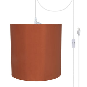 # 71063-21 One-Light Plug-In Swag Pendant Light Conversion Kit with Transitional Drum Fabric Lamp Shade, Redwood, 8" width