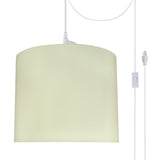 # 71090-21 One-Light Plug-In Swag Pendant Light Conversion Kit with Transitional Drum Fabric Lamp Shade, Beige, 12" width