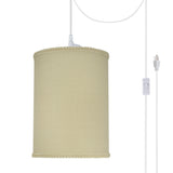 # 71119-21 One-Light Plug-In Swag Pendant Light Conversion Kit with Transitional Drum Fabric Lamp Shade, Yellowish Brown, 8" width