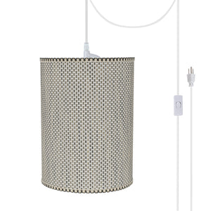 # 71122-21 One-Light Plug-In Swag Pendant Light Conversion Kit with Transitional Drum Fabric Lamp Shade, Multicolor Weave, 8" width
