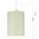 # 71123-21 One-Light Plug-In Swag Pendant Light Conversion Kit with Transitional Drum Fabric Lamp Shade, Beige, 8" width