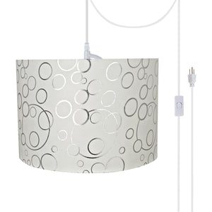 # 71163-21 Two-Light Plug-In Swag Pendant Light Conversion Kit with Transitional Drum Fabric Lamp Shade, White, 16" width