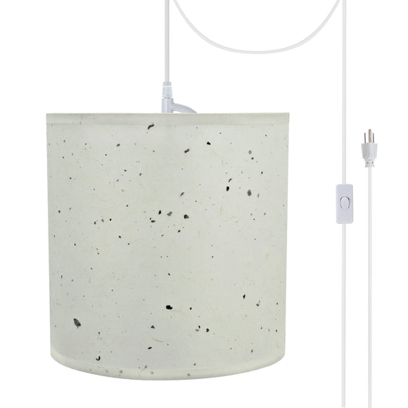 # 71224-21 One-Light Plug-In Swag Pendant Light Conversion Kit with Transitional Drum Fabric Lamp Shade, Off White, 8