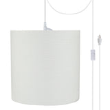 # 71227-21 One-Light Plug-In Swag Pendant Light Conversion Kit with Transitional Drum Fabric Lamp Shade, White, 8" width