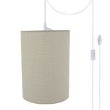 # 71260-21 One-Light Plug-In Swag Pendant Light Conversion Kit with Transitional Drum Fabric Lamp Shade, Light Grey, 8" width