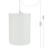 # 71261-21 One-Light Plug-In Swag Pendant Light Conversion Kit with Transitional Drum Fabric Lamp Shade, White, 8" width