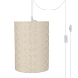 # 71262-21 One-Light Plug-In Swag Pendant Light Conversion Kit with Transitional Drum Fabric Lamp Shade, Off White, 8" width