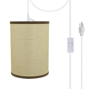 # 71270-21 One-Light Plug-In Swag Pendant Light Conversion Kit with Transitional Drum Fabric Lamp Shade, Beige, 8" width