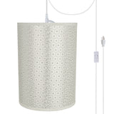 # 71273-21 One-Light Plug-In Swag Pendant Light Conversion Kit with Transitional Drum Fabric Lamp Shade, Ivory, 8" width