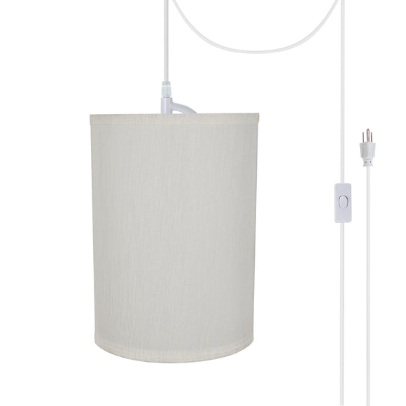 # 71278-21 One-Light Plug-In Swag Pendant Light Conversion Kit with Transitional Drum Fabric Lamp Shade, Eggshell, 8
