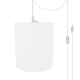 # 71281-21 One-Light Plug-In Swag Pendant Light Conversion Kit with Transitional Drum Fabric Lamp Shade, White, 8" width