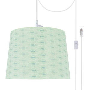 # 72146-21 One-Light Plug-In Swag Pendant Light Conversion Kit with Transitional Hardback Empire Fabric Lamp Shade, Light Green, 14" width
