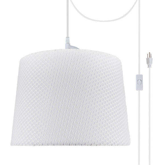 # 72147-21 One-Light Plug-In Swag Pendant Light Conversion Kit with Transitional Hardback Empire Fabric Lamp Shade, Off White, 14