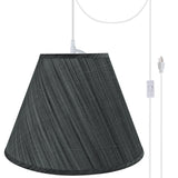# 72152-21 Two-Light Plug-In Swag Pendant Light Conversion Kit with Transitional Hardback Empire Fabric Lamp Shade, Grey & Black, 15" width