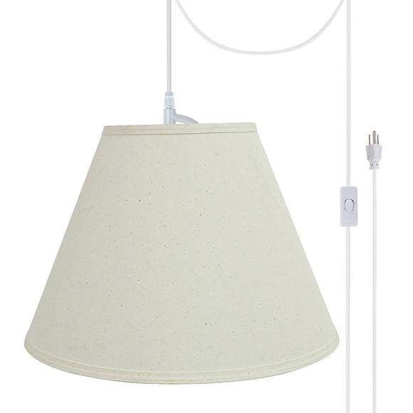 # 72153-21 Two-Light Plug-In Swag Pendant Light Conversion Kit with Transitional Hardback Empire Fabric Lamp Shade, Off White, 15