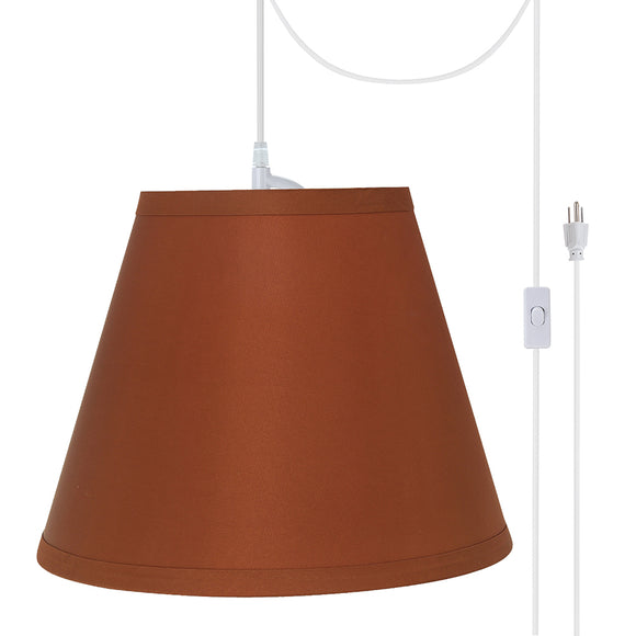 # 72184-21 One-Light Plug-In Swag Pendant Light Conversion Kit with Transitional Hardback Empire Fabric Lamp Shade, Burnt Orange, 13
