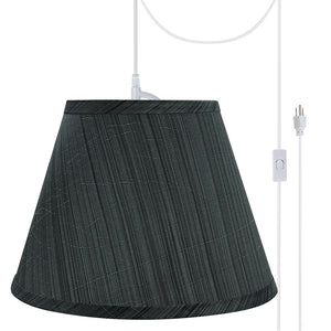 # 72185-21 One-Light Plug-In Swag Pendant Light Conversion Kit with Transitional Hardback Empire Fabric Lamp Shade, Grey-Black, 13" width