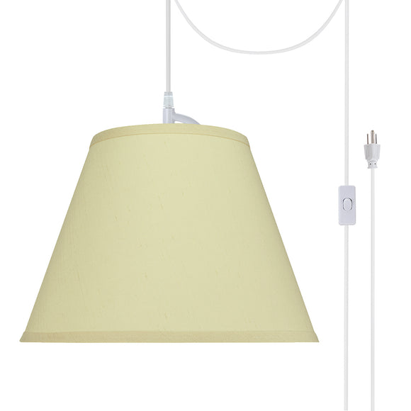 # 72186-21 One-Light Plug-In Swag Pendant Light Conversion Kit with Transitional Hardback Empire Fabric Lamp Shade, Off White, 13