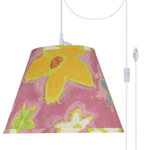 # 72187-21 One-Light Plug-In Swag Pendant Light Conversion Kit with Transitional Hardback Empire Fabric Lamp Shade, Pink, 13" width