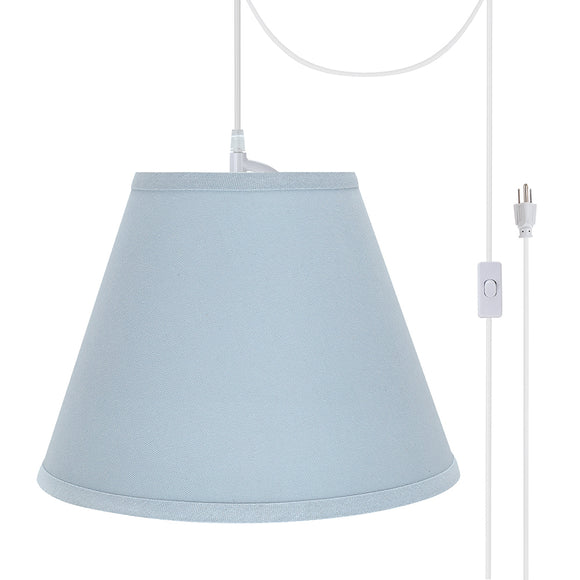 # 72196-21 One-Light Plug-In Swag Pendant Light Conversion Kit with Transitional Hardback Empire Fabric Lamp Shade, Light Blue, 12
