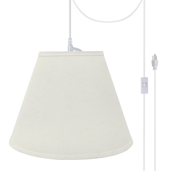 # 72197-21 One-Light Plug-In Swag Pendant Light Conversion Kit with Transitional Hardback Empire Fabric Lamp Shade, Off White, 12