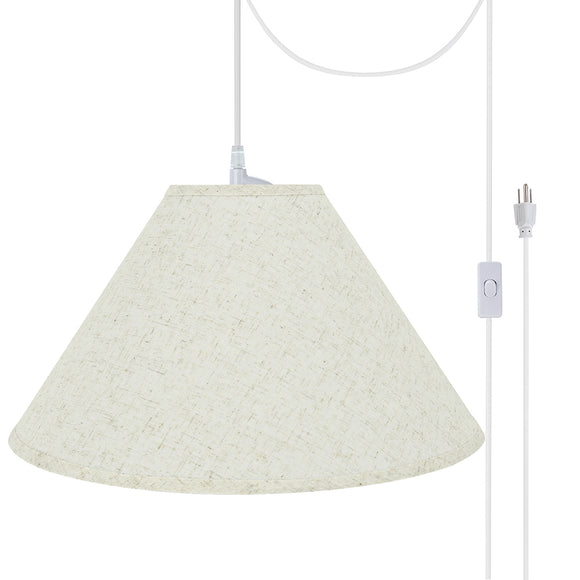 # 72202-21 Two-Light Plug-In Swag Pendant Light Conversion Kit with Transitional Hardback Empire Fabric Lamp Shade, Flaxen, 12