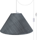 # 72203-21 Two-Light Plug-In Swag Pendant Light Conversion Kit with Transitional Hardback Empire Fabric Lamp Shade, Grey-Black, 19" width