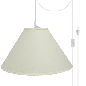 # 72204-21 Two-Light Plug-In Swag Pendant Light Conversion Kit with Transitional Hardback Empire Fabric Lamp Shade, Off White, 19" width