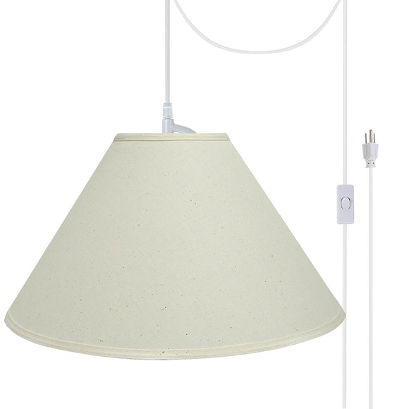 # 72204-21 Two-Light Plug-In Swag Pendant Light Conversion Kit with Transitional Hardback Empire Fabric Lamp Shade, Off White, 19