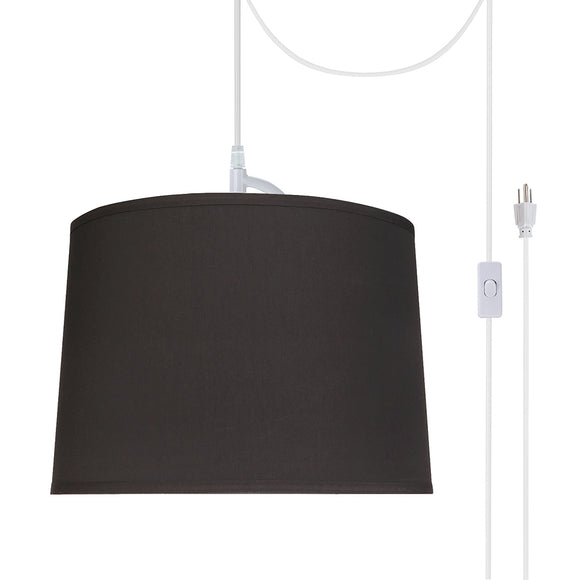 # 72222-21 One-Light Plug-In Swag Pendant Light Conversion Kit with Transitional Hardback Empire Fabric Lamp Shade, Black, 12