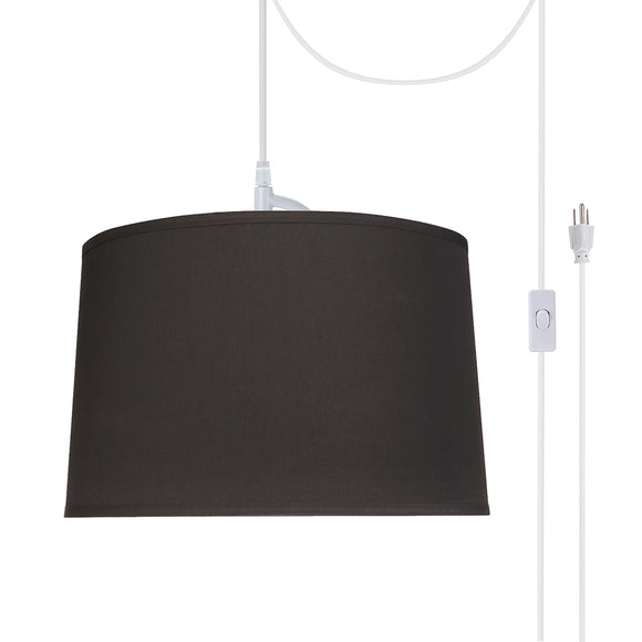# 72242-21 One-Light Plug-In Swag Pendant Light Conversion Kit with Transitional Hardback Empire Fabric Lamp Shade, Black, 14