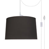 # 72242-21 One-Light Plug-In Swag Pendant Light Conversion Kit with Transitional Hardback Empire Fabric Lamp Shade, Black, 14" width