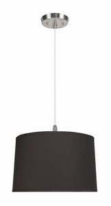 # 72252-11 Two-Light Hanging Pendant Ceiling Light with Transitional Hardback Empire Fabric Lamp Shade, Black, 18" width