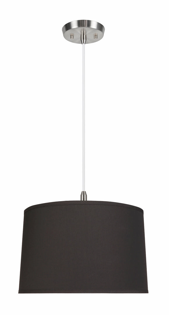 # 72252-11 Two-Light Hanging Pendant Ceiling Light with Transitional Hardback Empire Fabric Lamp Shade, Black, 18