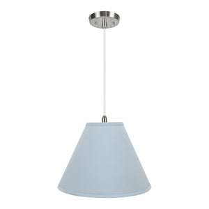 # 72267-11 Two-Light Hanging Pendant Ceiling Light with Transitional Hardback Empire Fabric Lamp Shade, Light Blue, 16" width