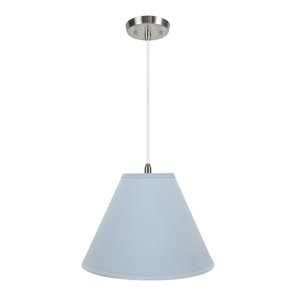 # 72267-11 Two-Light Hanging Pendant Ceiling Light with Transitional Hardback Empire Fabric Lamp Shade, Light Blue, 16