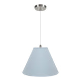 # 72267-11 Two-Light Hanging Pendant Ceiling Light with Transitional Hardback Empire Fabric Lamp Shade, Light Blue, 16" width
