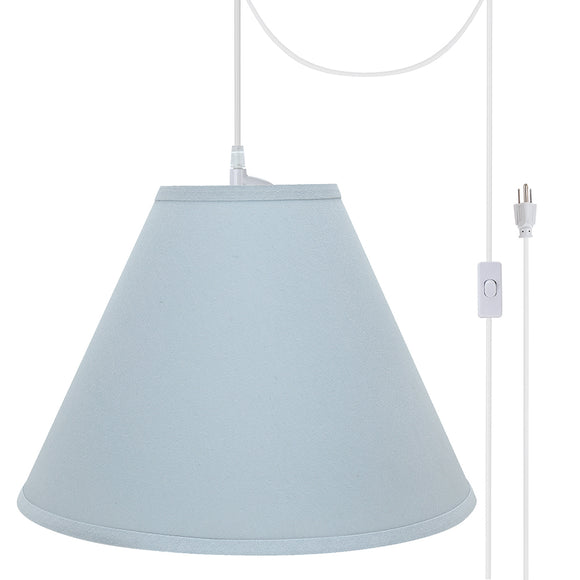 # 72267-21 Two-Light Plug-In Swag Pendant Light Conversion Kit with Transitional Hardback Empire Fabric Lamp Shade, Light Blue, 16